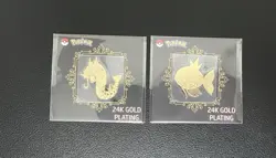 24k Gold Plated Pokemon Sticker Card Lot 2 Gyarados Magikarp Poping Candy - Image 1