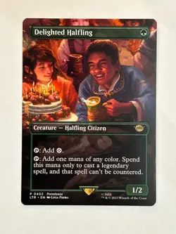 MTG Delighted Halfling Borderless LTR 402 Nonfoil R Near Mint - Image 1