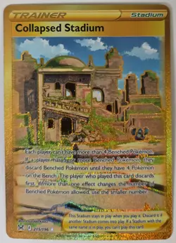 Pokemon TCG Collapsed Stadium Gold Secret Rare Card 215/196 Lost Origin - Image 1