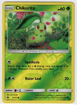 Chikorita 5/214 Pokemon Sun & Moon Lost Thunder Reverse Holo Common - Image 1