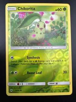 Chikorita 5/214 Pokemon Sun & Moon Lost Thunder Reverse Holo Common - Image 3