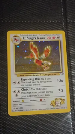 Pokemon Lt. Surge's Fearow Holo Rare Unlimited 7/132 Gym Heroes 70 HP Stage 1 - Image 1