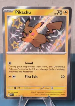 Shiny Pikachu 131/091 Holo Rare Paldean Fates Pokemon TCG NM - Image 1