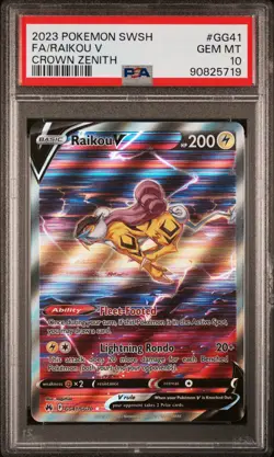 2023 POKEMON SWORD & SHIELD CROWN ZENITH #GG41 FULL ART/RAIKOU V PSA 10 - Image 1