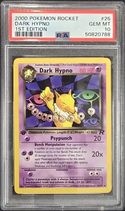 2000 POKEMON ROCKET 1ST EDITION #26 DARK HYPNO PSA 10 - Image 1