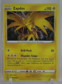 Zapdos 2020 Pokemon TCG #048/185 Vivid Voltage Rare Cosmos Holo - Image 1