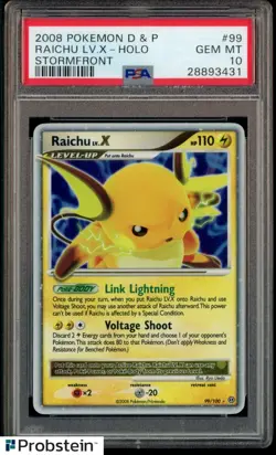 2008 Pokemon D & P Stormfront #99 Raichu LV.X Holo PSA 10 GEM MINT - Image 1