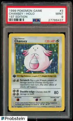 1999 Pokemon Game 1st Edition #3 Chansey Holo PSA 9 MINT - Image 1