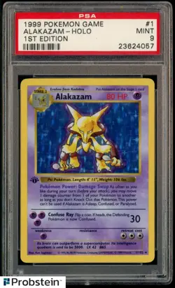 1999 Pokemon Game 1st Edition #1 Alakazam Holo PSA 9 MINT - Image 1