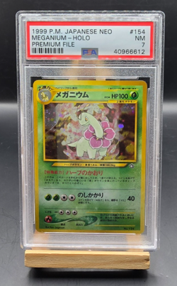 1999 POKEMON JAPANESE NEO PROMO PREMIUM FILE #154 MEGANIUM HOLO PSA 7 - Image 1