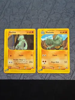 Pokemon: Machoke #085/165 & Machop #117/165 Expedition 2002 - LP/HP - I181 - Image 1