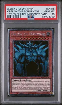 2025 YU-GI-OH! RA04-QUARTER CENTURY STAMPEDE 1ST ED OBELISK THE TORMENTOR PSA 10 - Image 1
