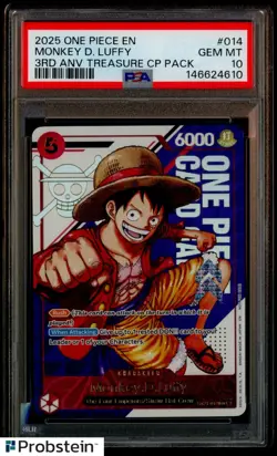2025 ONE PIECE JPN PROMOS OFFICIAL EVENT TOP PRIZE #014 MONKEY D. LUFFY PSA 10 - Image 1