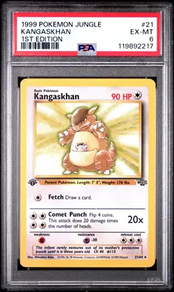 119892217 Kangaskhan 1999 Pokemon Jungle 1st Edition #21/64 PSA 6 - Image 1