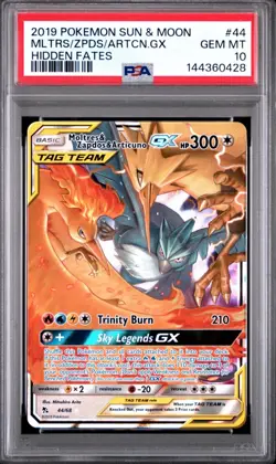PSA 10 MOLTRES & ZAPDOS & ARTICUNO GX 44/68 HIDDEN FATES POKEMON 😍 - Image 1