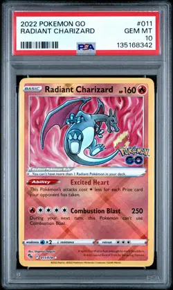 2022 POKEMON GO #011 RADIANT CHARIZARD PSA 10 - Image 1