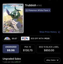 Trubbish Full Art, Pokemon Near Mint, White Flare, Illustration Rare, 140/86 - Image 5