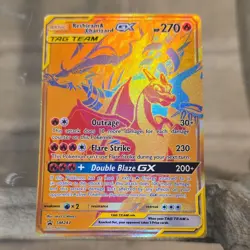 Pokemon Reshiram & Charizard GX Tag Team Ultra Rare Holo 220/173 Japanese - Image 1