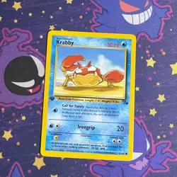 Pokemon TCG Krabby Fossil 51/62 1st Edition Water Common LP - Image 1