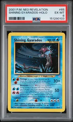 2001 Pokemon Neo Revelation #65 Shining Gyarados-Holo PSA 6 EX-MT - Image 1