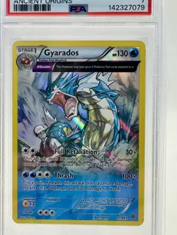 2015 Gyarados Pokemon XY Ancient Origins 21 Reverse Foil PSA 7 - Image 1