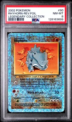 2002 POKEMON LEGEND COLL #90 RHYHORN-REVERSE FOIL PSA 8 - Image 1