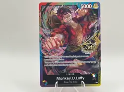 One Piece Monkey.D.Luffy 3rd Anniversary Stamp Rainbow Leader Promo Card NM - Image 1