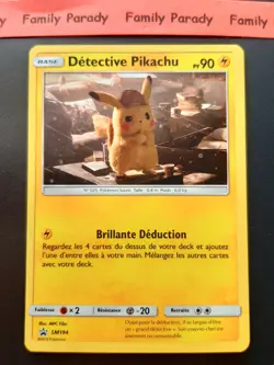 Detective Pikachu Holo 90HP SM194 Pokemon Card Promo New French - Image 1
