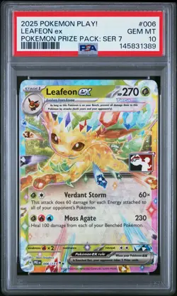 2025 Pokemon Play! Pokemon Prize Pack: Series 7 Leafeon EX PSA 10 #006 Prismatic - Image 1