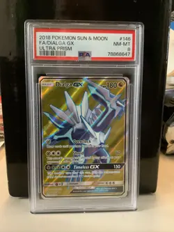 2018 Pokemon Sun & Moon Dialga GX Ultra Prism Card #146 PSA 8 FA Full Art Holo - Image 2