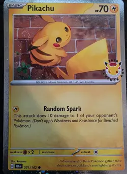 Pikachu 51/162 2026 Pokemon Day Stamped Cosmos Holo Promo, NM - Image 1