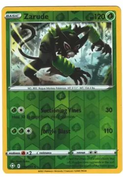 Zarude 16/72 Shining Fates Reverse Holo Rare Pokemon Card TCG Pokemon - Image 1