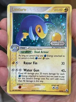 POKEMON LANTURN 19/92 RARE COSMOS HOLO WITH SWIRL STAMPED EX LEGEND MAKER DM - Image 1