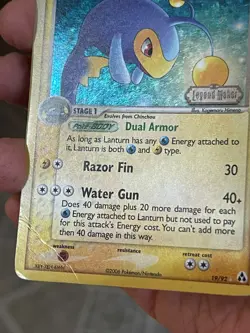 POKEMON LANTURN 19/92 RARE COSMOS HOLO WITH SWIRL STAMPED EX LEGEND MAKER DM - Image 3