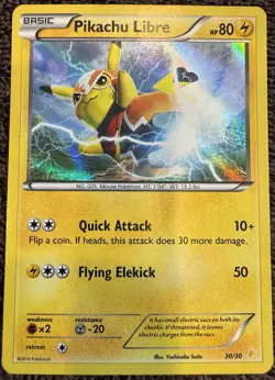 Pokemon Pikachu Libre XY Trainer Kit Holo Promo 30/30 2016 80HP 50 Attack - Image 1