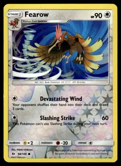 2017 POKEMON SUN AND MOON REVERSE FOIL FEAROW C #98 614 - Image 1