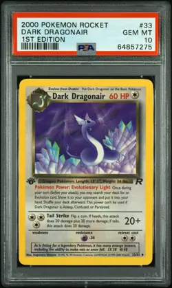 2000 POKEMON ROCKET 1ST EDITION #33 DARK DRAGONAIR PSA 10 - Image 1