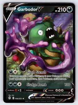 Garbodor V 100/203 2021 Evolving Skies Pokemon Card TCG Ultra Rare Holo - Nm - Image 1