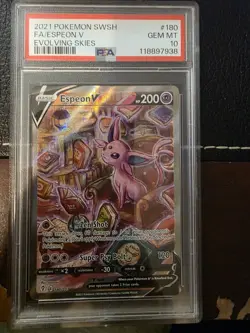 Pokemon 2021 Espeon V 180/203 Full Art Evolving Skies GEM MINT PSA 10 - Image 1