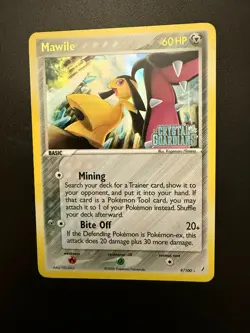 2006 POKEMON EX CRYSTAL GUARDIANS #9/100 MAWILE REVERSE HOLO STAMPED 9/100 - Image 3