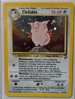 Pokemon TCG Vintage Clefable 005/130 Base Set 2 Holo - Near Mint - Image 1