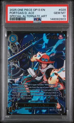 2025 ONE PIECE OP13-CARRYING ON HIS WILL #028 PORTGAS D. ACE SPECIAL ALT ART PSA - Image 1