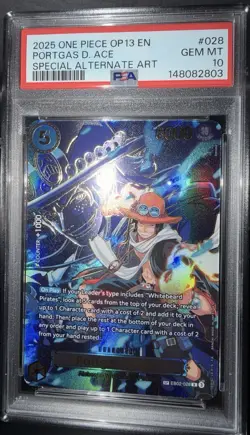 2025 ONE PIECE OP13-CARRYING ON HIS WILL #028 PORTGAS D. ACE SPECIAL ALT ART PSA - Image 5