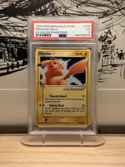 Pokemon Pikachu Gold Star 104/110 EX Holo PSA 5 English Holon Phantoms 2006 - Image 1