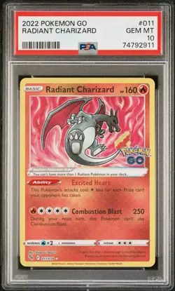 2022 POKEMON GO #011/078 RADIANT CHARIZARD PSA 10 - Image 1
