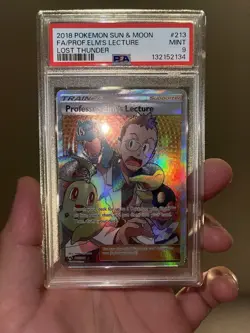 Pokemon Sun & Moon Lost Thunder Professor Elm's Lecture 213/214 PSA 9 Mint 10 U - Image 1