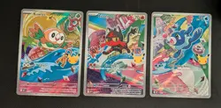 3 Count Pokemon Illustration Card Lot Evolutions Promos. Rowlet, Litten, Poplio - Image 1