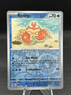 Reverse Holo Krabby 098/165 Common Scarlet and Violet 151 Pokemon TCG - Image 1