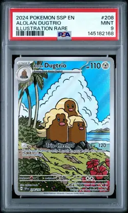 2024 Pokemon SSP en Alolan Dugtrio Illustration Rare Card #208 PSA Mint 9 - Image 1