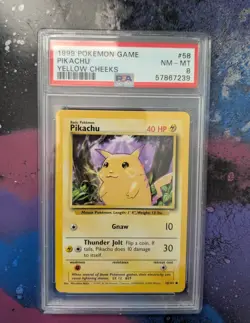 1999 Pokemon Base Set Yellow Cheeks Pikachu #58 PSA 8 NEAR MINT - MINT - Image 1